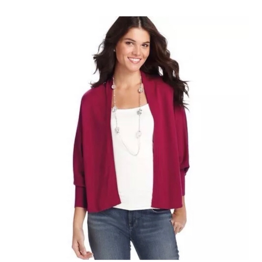 Ann Taylor Loft Cardigan Sweater Open Front Red